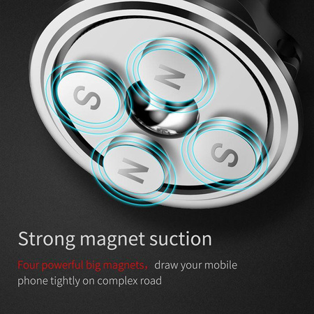 Baseus Magnetic Air Vent - Magnetyczny uchwyt samochodowy na kratkę wentylacyjną z klipsem na 2 kable (srebrny/czarny)