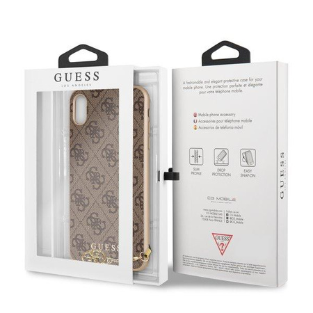Guess 4G Charms Collection - Etui iPhone Xs Max z zawieszką (brązowy)
